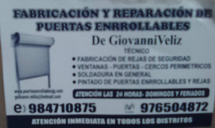 Giovanni Veliz- FABRICACION Y REPARACION DE PUERTAS logo